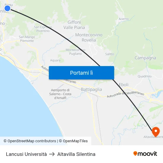 Lancusi Università to Altavilla Silentina map