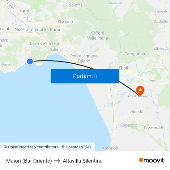 Maiori (Bar Oriente) to Altavilla Silentina map