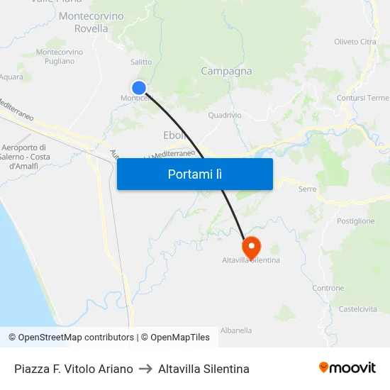 Piazza F. Vitolo Ariano to Altavilla Silentina map