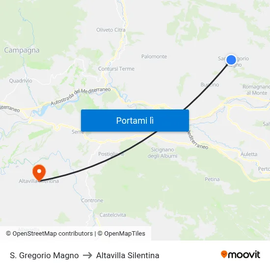 S. Gregorio Magno to Altavilla Silentina map