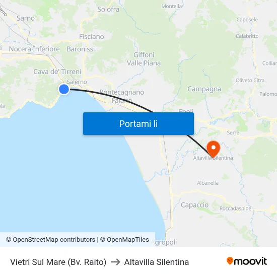Vietri Sul Mare (Bv. Raito) to Altavilla Silentina map