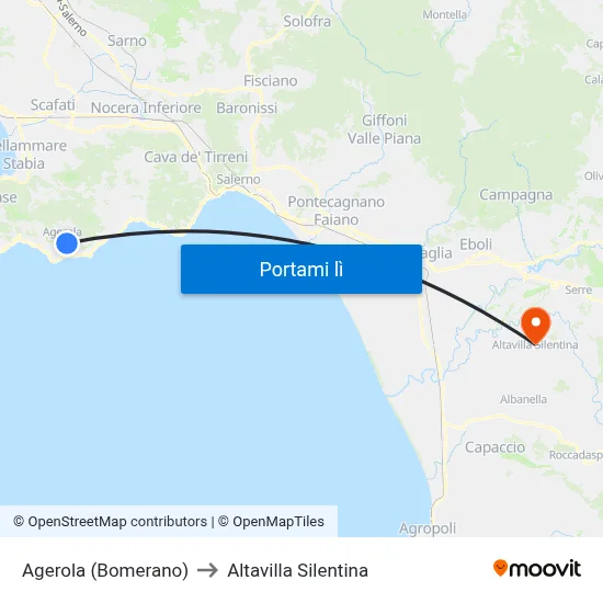 Agerola (Bomerano) to Altavilla Silentina map