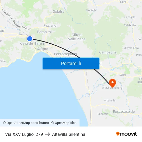 Via XXV Luglio, 279 to Altavilla Silentina map