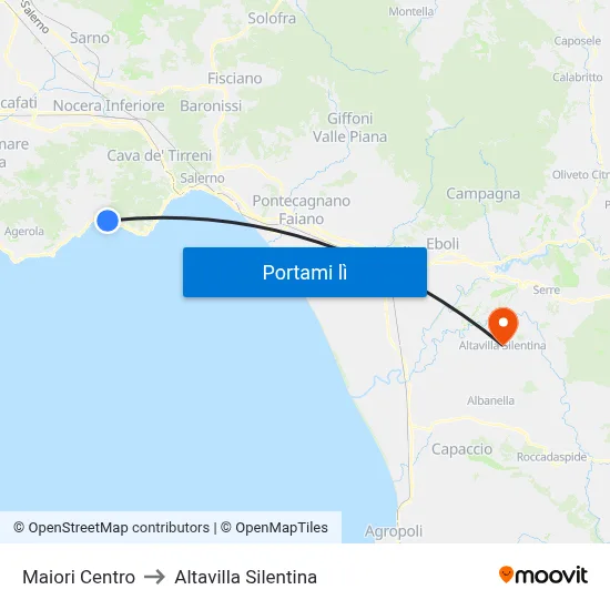 Maiori Centro to Altavilla Silentina map