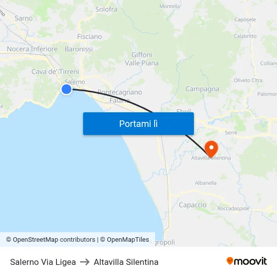 Salerno Via Ligea to Altavilla Silentina map