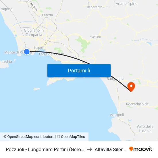 Pozzuoli - Lungomare Pertini (Gerolomini) to Altavilla Silentina map