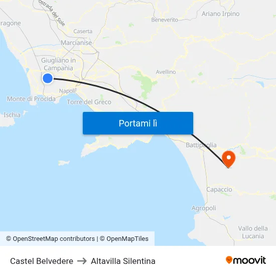 Castel Belvedere to Altavilla Silentina map