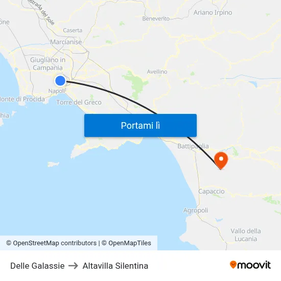 Delle Galassie to Altavilla Silentina map
