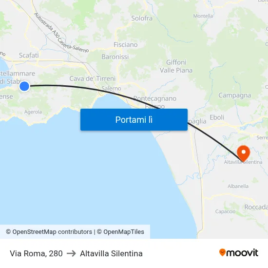 Via Roma, 280 to Altavilla Silentina map