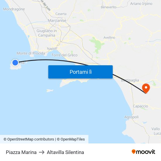 Piazza Marina to Altavilla Silentina map