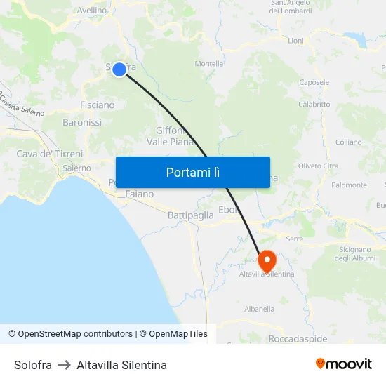 Solofra to Altavilla Silentina map