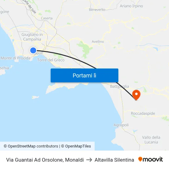 Via Guantai Ad Orsolone, Monaldi to Altavilla Silentina map
