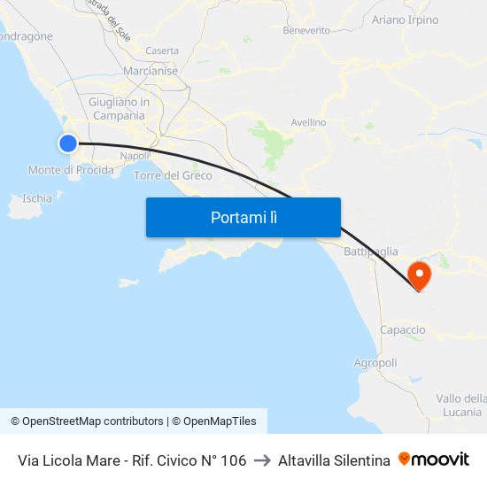 Via Licola Mare - Rif. Civico N° 106 to Altavilla Silentina map