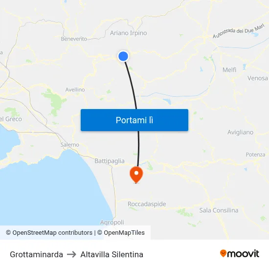 Grottaminarda to Altavilla Silentina map