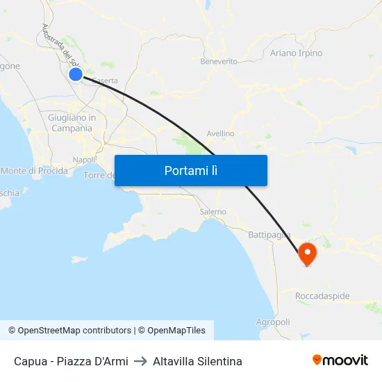 Capua - Piazza D'Armi to Altavilla Silentina map