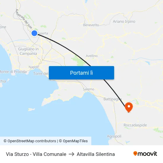 Via Sturzo - Villa Comunale to Altavilla Silentina map