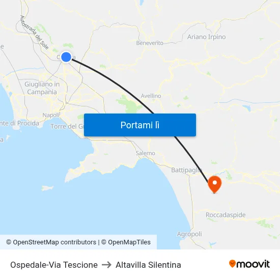Ospedale-Via Tescione to Altavilla Silentina map