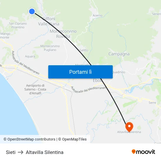 Sieti to Altavilla Silentina map