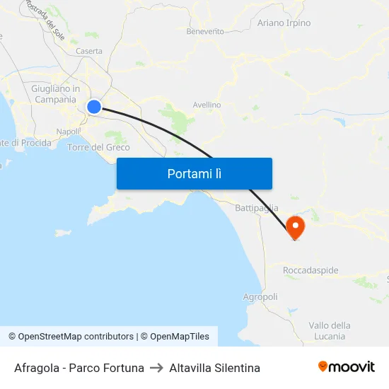Afragola - Parco Fortuna to Altavilla Silentina map