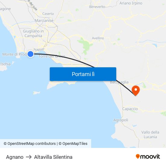 Agnano to Altavilla Silentina map