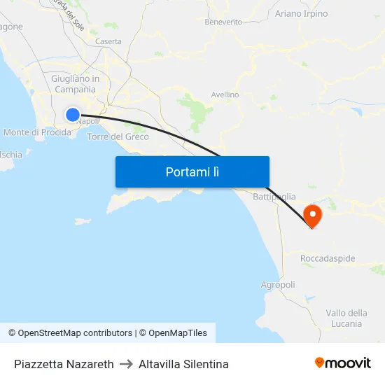Piazzetta Nazareth to Altavilla Silentina map