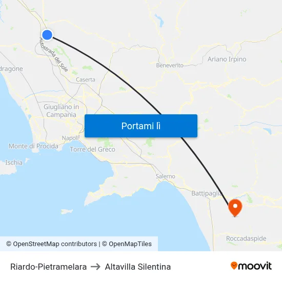 Riardo-Pietramelara to Altavilla Silentina map