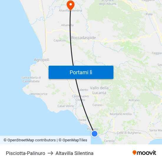 Pisciotta-Palinuro to Altavilla Silentina map