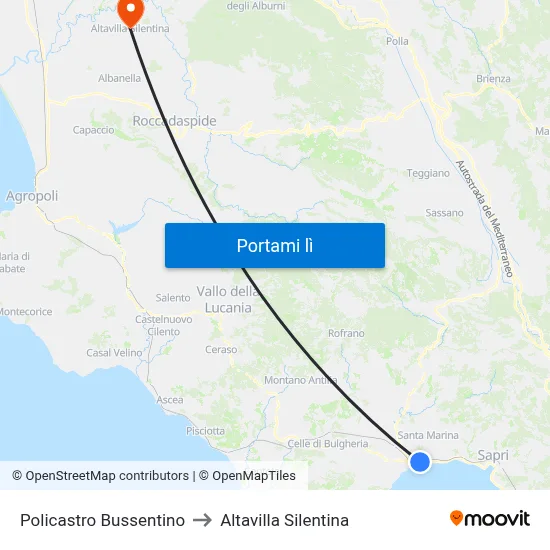 Policastro Bussentino to Altavilla Silentina map