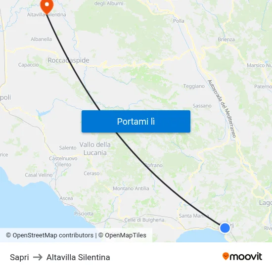 Sapri to Altavilla Silentina map