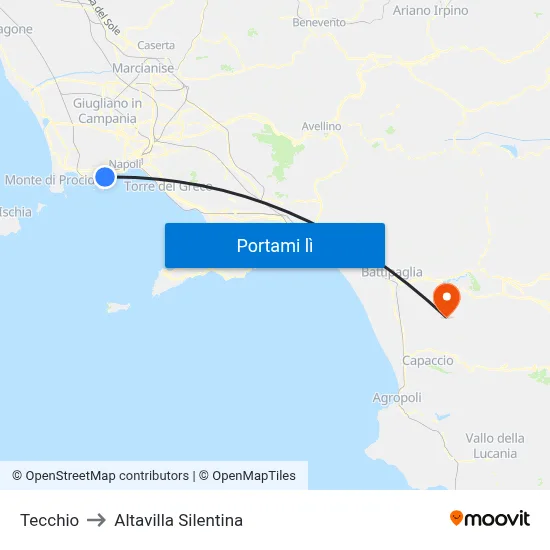 Tecchio to Altavilla Silentina map