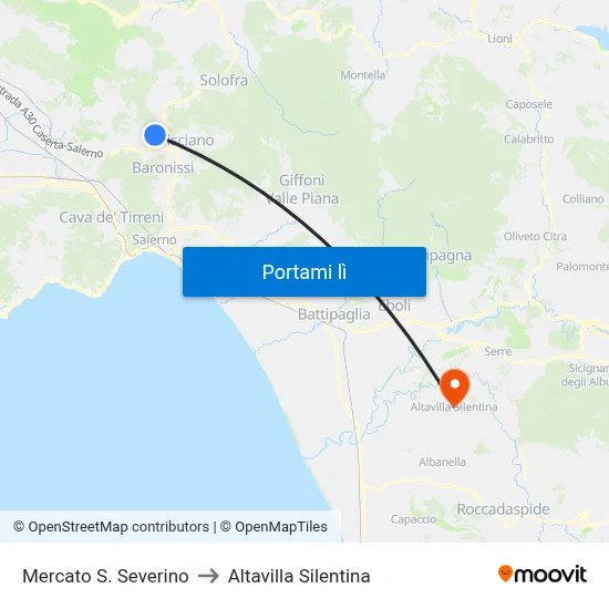 Mercato S. Severino to Altavilla Silentina map