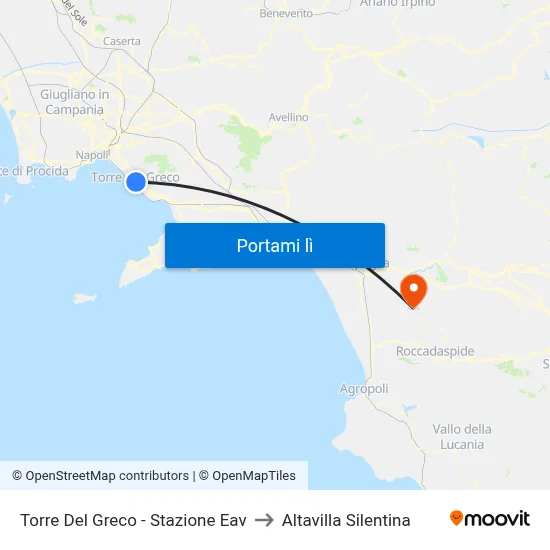 Torre Del Greco - Stazione Eav to Altavilla Silentina map