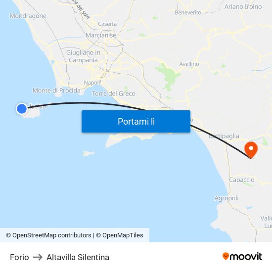 Forio to Altavilla Silentina map