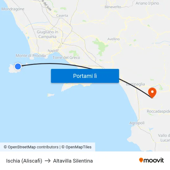 Ischia (Aliscafi) to Altavilla Silentina map