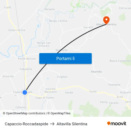 Capaccio-Roccadaspide to Altavilla Silentina map