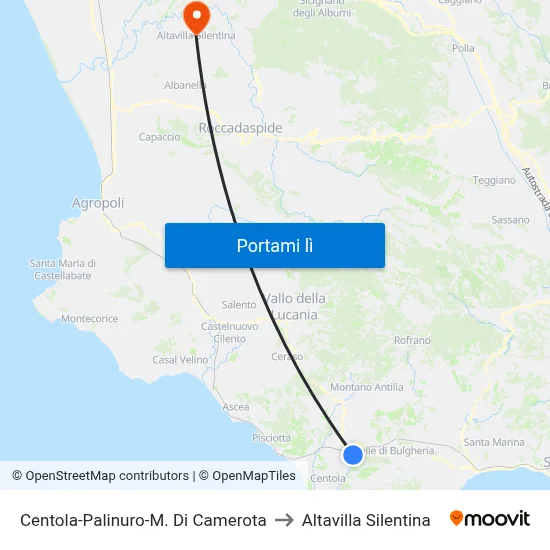 Centola-Palinuro-M. Di Camerota to Altavilla Silentina map