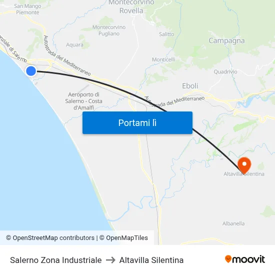 Salerno Zona Industriale to Altavilla Silentina map
