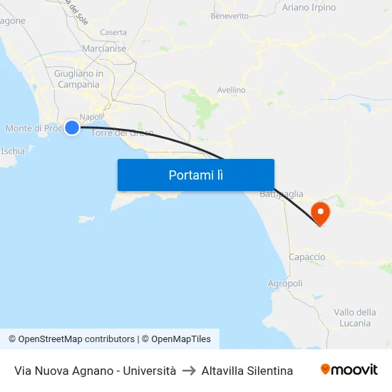 Via Nuova Agnano - Università to Altavilla Silentina map