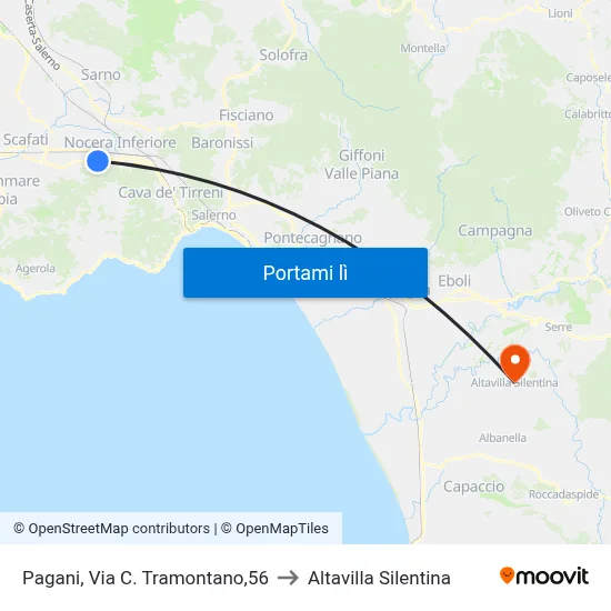 Pagani, Via C. Tramontano,56 to Altavilla Silentina map