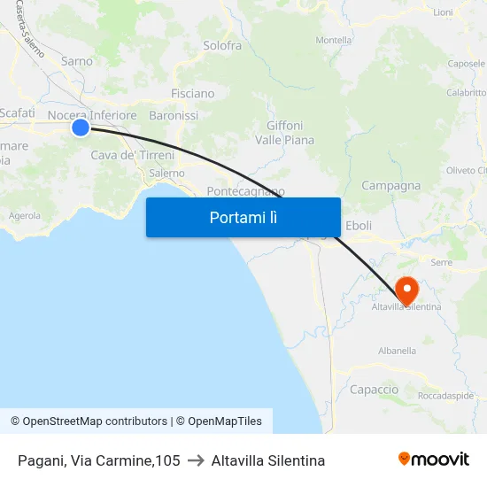 Pagani, Via Carmine,105 to Altavilla Silentina map