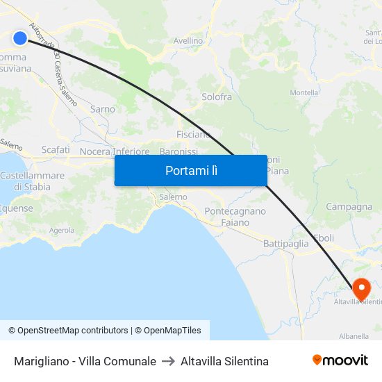 Marigliano - Villa Comunale to Altavilla Silentina map