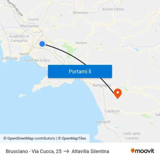 Brusciano - Via Cucca, 25 to Altavilla Silentina map