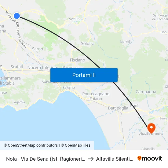Nola - Via De Sena (Ist. Ragioneria) to Altavilla Silentina map