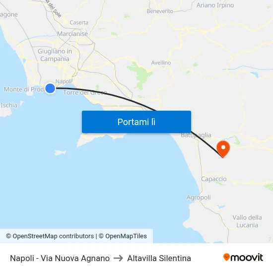 Napoli - Via Nuova Agnano to Altavilla Silentina map