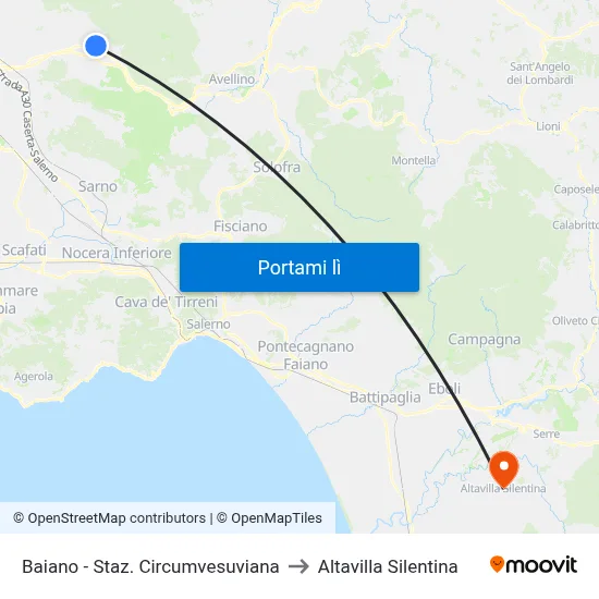 Baiano - Staz. Circumvesuviana to Altavilla Silentina map