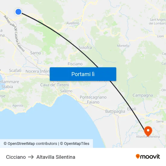 Cicciano to Altavilla Silentina map