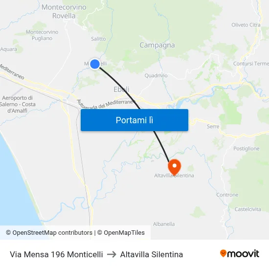 Via Mensa 196 Monticelli to Altavilla Silentina map