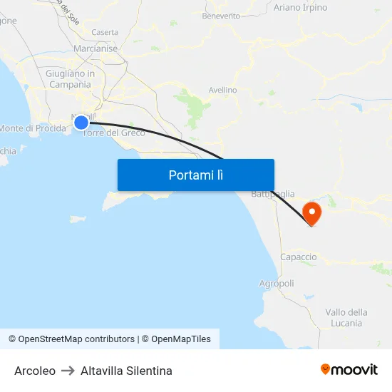 Arcoleo to Altavilla Silentina map