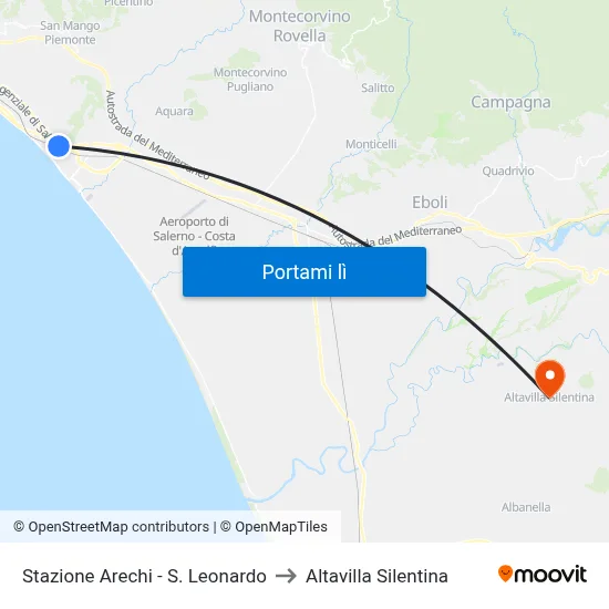 Stazione Arechi - S. Leonardo to Altavilla Silentina map