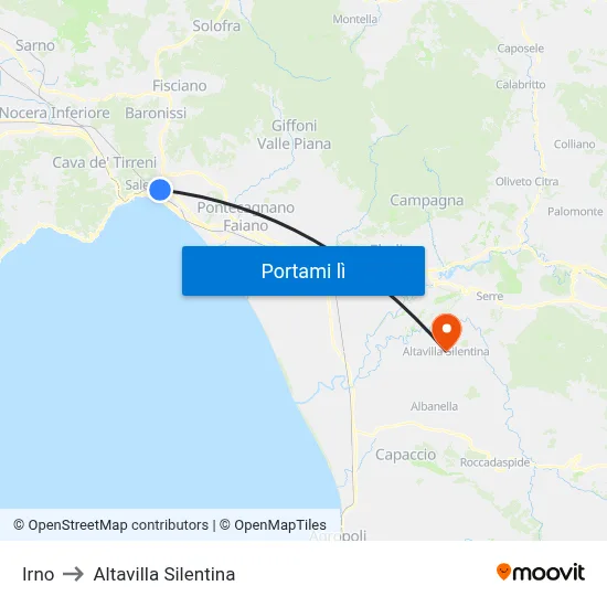 Irno to Altavilla Silentina map